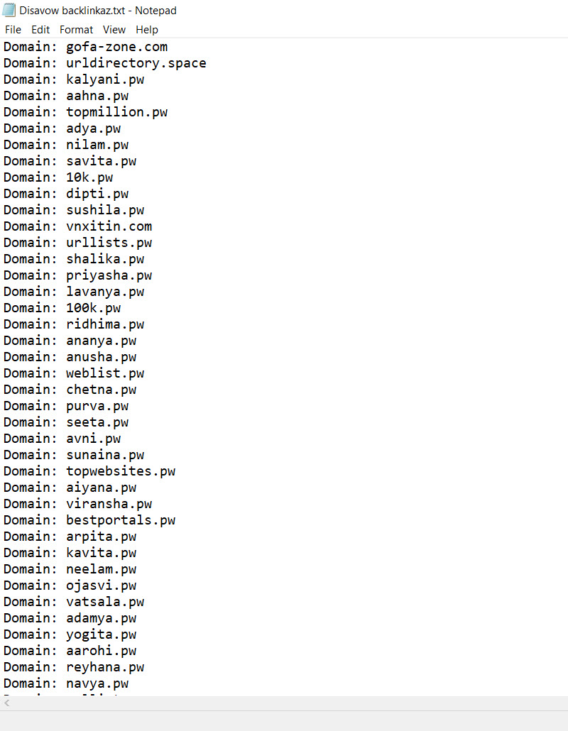 danh sach disavow link